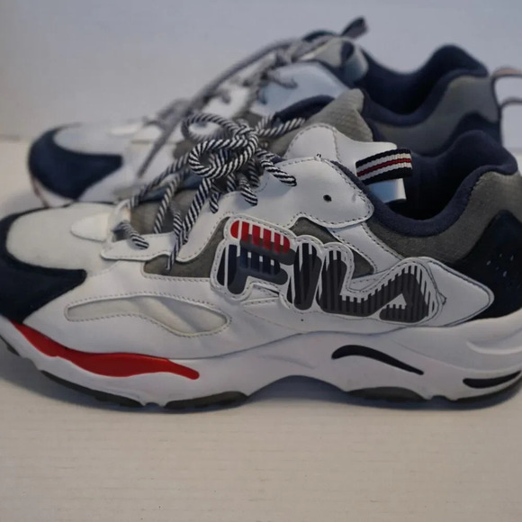 MEN'S FILA RAY TRACER GRAPHIC CLASSIC DAD SHOES WHITE/BLUE/RED/GREY SIZE 10 1/2 - Picture 3 of 7